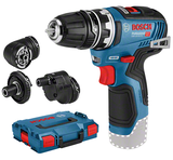 Bosch GSR 12V-35 FC akkus fúró-csavarozó fúrótokmány adapterrel + egyéb adapterekkel (akku és töltő nélkül, L-BOXX-ban)