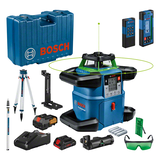 Bosch GRL 650 CHVG zöld sugaras forgólézer + BT 170 HD állvány + GR 500 mérőléc + WM 6 fali tartó (1 x 4.0 Ah Li-ion akkuval)