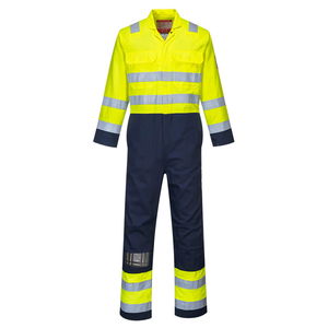 Portwest BIZ7 - Bizflame Work Hi-Vis antisztatikus lángálló overál, sárga/tengerészkék termék fő termékképe