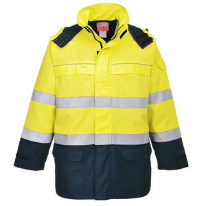 Portwest FR79 - Bizflame Rain+ Hi-Vis Arc lángálló kabát, sárga/tengerészkék termék fő termékképe