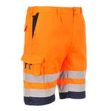 Portwest L043 - Hi-Vis könnyű poli-pamut rövidnadrág, narancs/tengerészkék