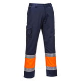 Portwest L049 - Hi-Vis könnyű, kéttónusú Combat nadrág, narancs/tengerészkék