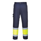 Portwest L049 - Hi-Vis könnyű, kéttónusú Combat nadrág, sárga/tengerészkék