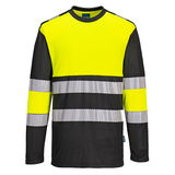 Portwest PW312 - PW3 Hi-Vis Class 1 hosszú ujjú póló L/S, sárga/fekete