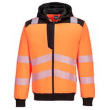 Portwest PW327 - PW3 Hi-Vis zippzáras kapucnis pulóver, narancs/fekete