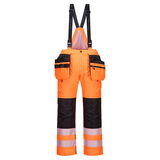 Portwest PW351 - PW3 Hi-Vis téli kantáros nadrág, narancs/fekete