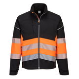 Portwest PW375 - PW3 Hi-Vis Class 1 softshell kabát (3L), fekete/narancs