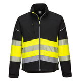 Portwest PW375 - PW3 Hi-Vis Class 1 softshell kabát (3L), fekete/sárga