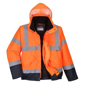 Portwest S266 - Hi-Vis kéttónusú bomber kabát, narancs/tengerészkék termék fő termékképe