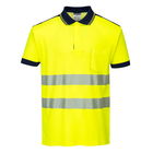 Portwest T180 - PW3 Hi-Vis jól láthatósági pólóing S/S, sárga/tengerészkék