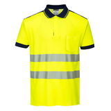 Portwest T180 - PW3 Hi-Vis jól láthatósági pólóing S/S, sárga/tengerészkék