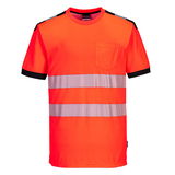 Portwest T181 - PW3 Hi-Vis jól láthatósági póló, piros/fekete