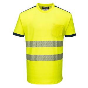 Portwest T181 - PW3 Hi-Vis jól láthatósági póló, sárga/tengerészkék termék fő termékképe