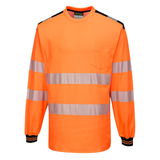 Portwest T185 - PW3 Hi-Vis hosszú ujjú póló, narancs/fekete