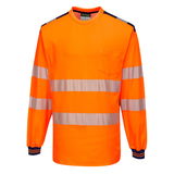 Portwest T185 - PW3 Hi-Vis hosszú ujjú póló, narancs/tengerészkék