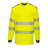 Portwest T185 - PW3 Hi-Vis hosszú ujjú póló, sárga/fekete