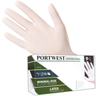 Portwest A910 - Egyszerhasználatos latex kesztyű, púderezett, fehér, 100 db/csomag