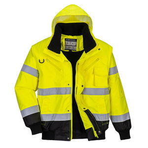 Portwest C465 - Hi-Vis 3 az 1-ben kontrasztos bomber dzseki, sárga/fekete termék fő termékképe