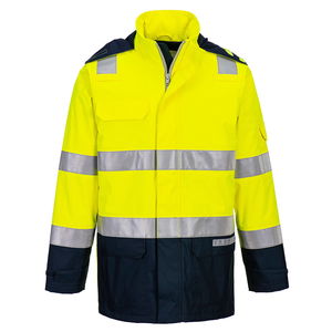 Portwest FR605 - Bizflame Rain+ Hi-Vis Light Arc lángálló kabát, sárga/tengerészkék termék fő termékképe