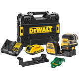 Dewalt DCE822D1G18 önbeálló keresztszálas vonallézer, 2 sugaras - zöld (1 x 2.0 Ah Li-ion akkuval, TSTAK kofferben)