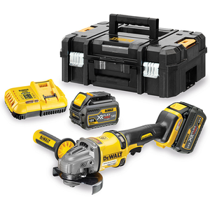 Dewalt DCG414T2 szénkefe nélküli akkus sarokcsiszoló (2 x 6.0 Ah Li-ion akkuval, TSTAK kofferben) termék fő termékképe