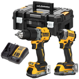 Dewalt DCK2050E2T akkus gépcsomag, 2 gépes (2 x 1.7 Ah Powerstack Li-ion akkuval, TSTAK kofferben)