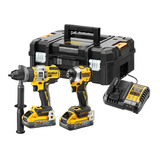 Dewalt DCK2052H2T akkus gépcsomag, 2 gépes (2 x 5.0 Ah Powerstack Li-ion akkuval, TSTAK kofferben)