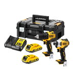 Dewalt DCK2061D2T akkus gépcsomag, 2 gépes (2 x 2.0 Ah Li-ion akkuval TSTAK kofferben)