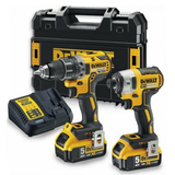 Dewalt DCK2068P2T akkus gépcsomag, 2 gépes (2 x 5.0 Ah Li-ion akkuval, TSTAK kofferben)