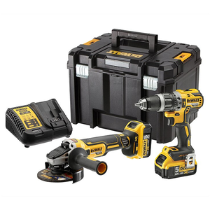 Dewalt DCK2080P2T akkus gépcsomag, 2 gépes (2 x 5.0 Ah Li-ion akkuval, TSTAK kofferben) termék fő termékképe