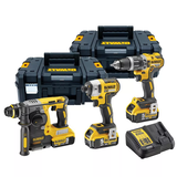 Dewalt DCK368P3T akkus gépcsomag, 3 gépes (3 x 5.0 Ah Li-ion akkumulátor, 2 TSTAK kofferrel)