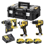 Dewalt DCK377P3T akkus gépcsomag, 3 gépes (3 x 5.0 Ah Li-ion akkuval, TSTAK kofferben)