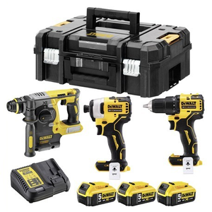 Dewalt DCK377P3T akkus gépcsomag, 3 gépes (3 x 5.0 Ah Li-ion akkuval, TSTAK kofferben) termék fő termékképe