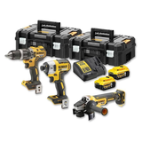 Dewalt DCK384P2T akkus gépcsomag, 3 gépes (2 x 5.0 Ah Li-ion akkuval, 2 TSTAK koffer)