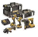 Dewalt DCK422P3 akkus gépcsomag, 4 gépes (3 x 5.0 Ah Li-ion akkuval, 2 kofferrel)