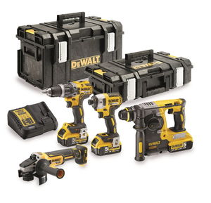 Dewalt DCK422P3 akkus gépcsomag, 4 gépes (3 x 5.0 Ah Li-ion akkuval, 2 kofferrel) termék fő termékképe