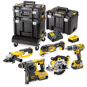 Dewalt DCK654P3T akkus gépcsomag, 6 gépes (3 x 5.0 Ah Li-ion akkuval, 2 TSTAK kofferrel és szállítókocsival) termék fő termékképe