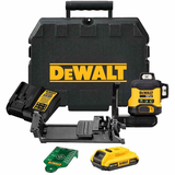 Dewalt DCLE34031D1 akkumulátoros kompakt 3x360° lézer - zöld (1 x 5.0 Ah Li-ion akkuval, kofferben)