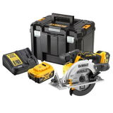 Dewalt DCS565P2 szénkefe nélküli akkus körfűrész (2 x 5.0 Ah Li-ion akkuval, TSTAK kofferben)