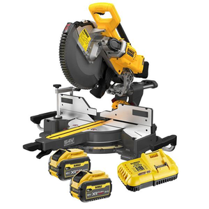 Dewalt DCS781X2 akkus csúszó gérfűrész (2 x 9.0 Ah Li-ion akkuval) + porelszívó termék fő termékképe