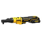 Dewalt DCF500L2G szénkefe nélküli akkumulátoros racsnis csavarkulcs, 3/8" és 1/4" (2 x 3.0 Ah gumírozott Li-ion akkuval)