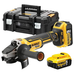 Dewalt DCG405P2 szénkefe nélküli akkus sarokcsiszoló (2 x 5.0 Ah Li-ion akkuval, kofferben) termék fő termékképe