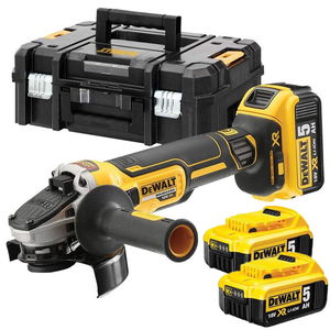 Dewalt DCG405P3 szénkefe nélküli akkus sarokcsiszoló (3 x 5.0 Ah Li-ion akkuval, kofferben) termék fő termékképe