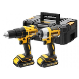 Dewalt DCK2059D2T akkus gépcsomag, 2 gépes (2 x 2.0 Ah Li-ion akkuval TSTAK kofferben)