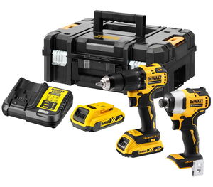 Dewalt DCK2062D2T akkus gépcsomag, 2 gépes (2 x 2.0 Ah Li-ion akkuval TSTAK kofferben) termék fő termékképe