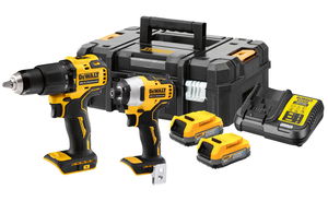 Dewalt DCK2062E2T akkus gépcsomag, 2 gépes (2 x 1.7 Ah Powerstack Li-ion akkuval, TSTAK kofferben) termék fő termékképe