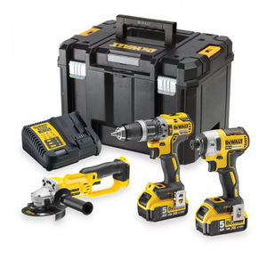 Dewalt DCK383P2T akkus gépcsomag, 3 gépes (2 x 5.0 Ah Li-ion akkuval, TSTAK kofferben) termék fő termékképe