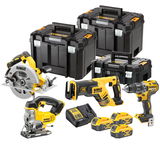 Dewalt DCK421P3T akkus gépcsomag, 4 gépes (3 x 5.0 Ah Li-ion akkuval, 3 TSTAK tárolóval)