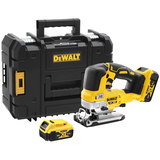 Dewalt DCS334P2 szénkefe nélküli akkus dekopírfűrész (2 x 5.0 Ah Li-ion akkuval, TSTAK kofferben)