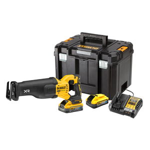 Dewalt DCS386H2T szénkefe nélküli akkus kardfűrész (2 x 5.0 Ah Powerstack Li-ion akkuval, TSTAK kofferben) termék fő termékképe